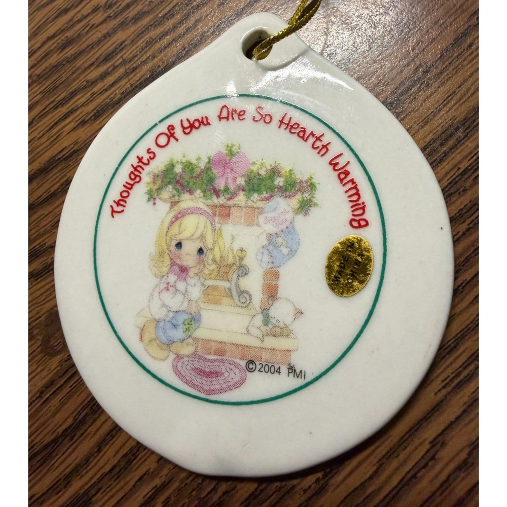 Vintage Precious Moments Ornaments Ceramic Christmas Set of 4